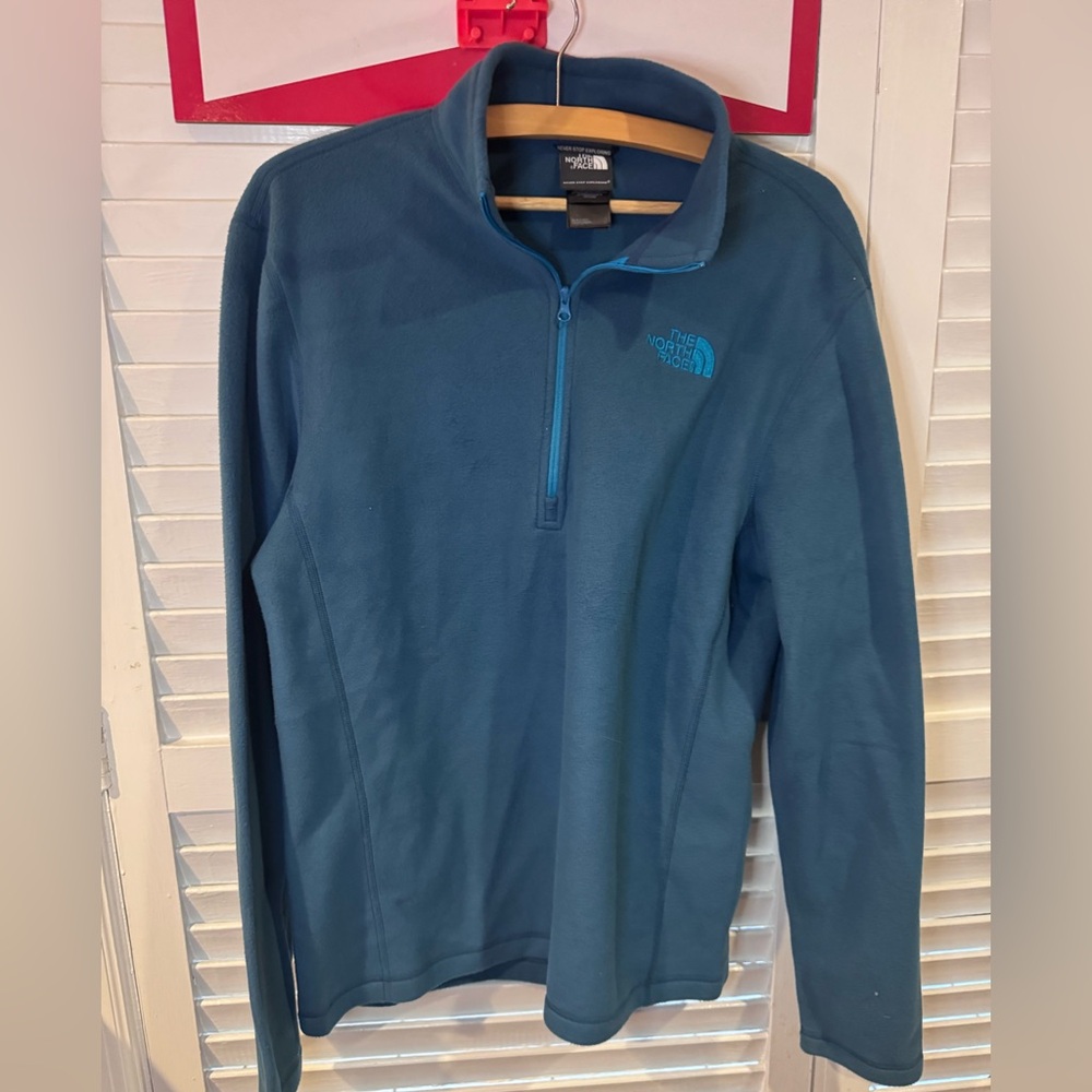 The North Face ¼ Zip Fleece Pullover Blue Teal Men’s Small Slim Fit